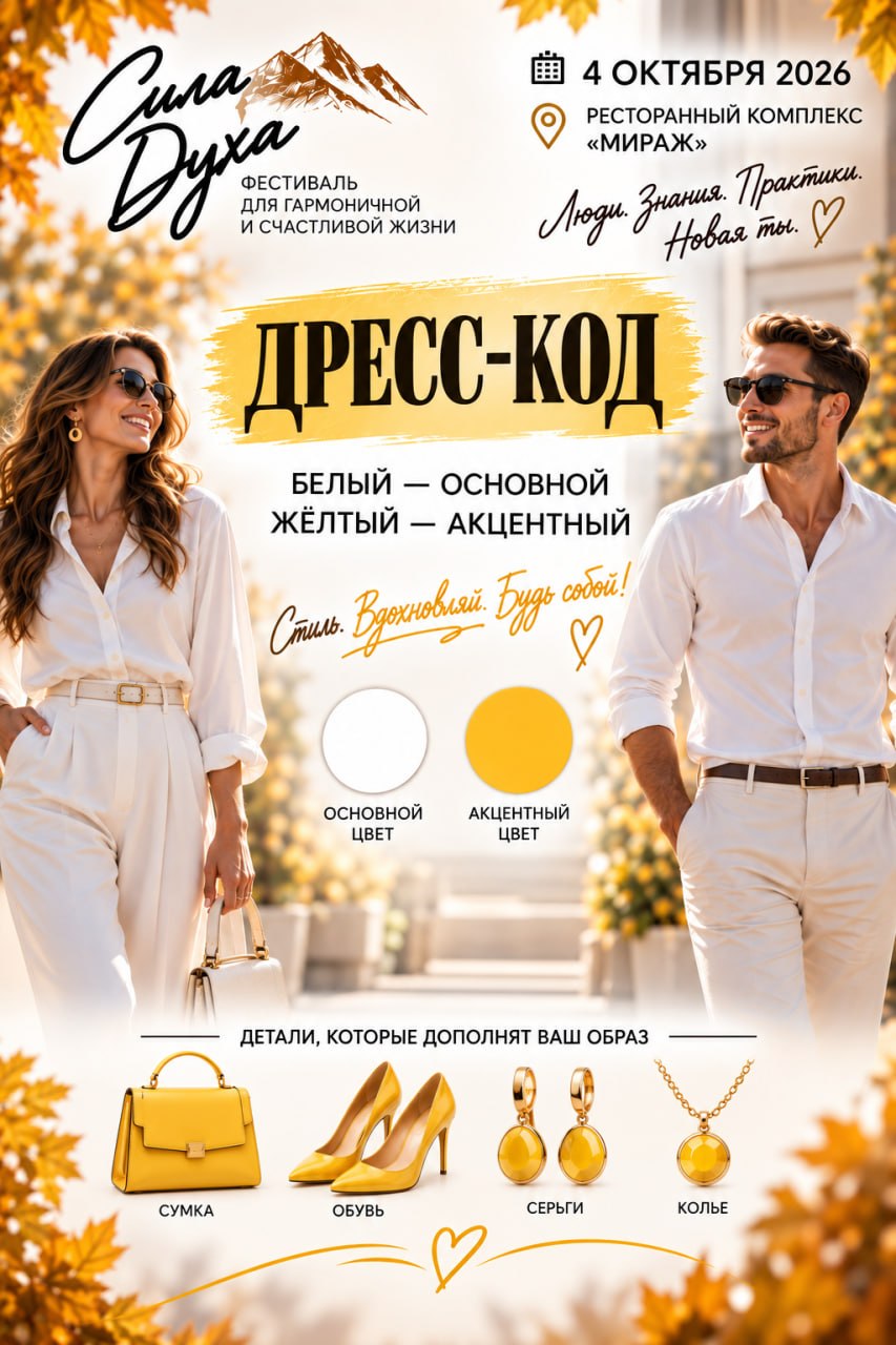 Дресс-код фестиваля: белый цвет с жёлтым акцентом